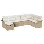 Conjunto de sofá de jardín 8 pcs Beige y Crema ratán sintético