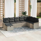 Conjunto de sofá de jardín 8 pcs Gris Claro ratán sintético
