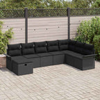 Conjunto de sofá de jardín Manual 8 pcs Negro ratán sintético