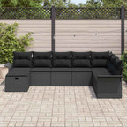 Conjunto de sofá de jardín Manual 8 pcs Negro ratán sintético