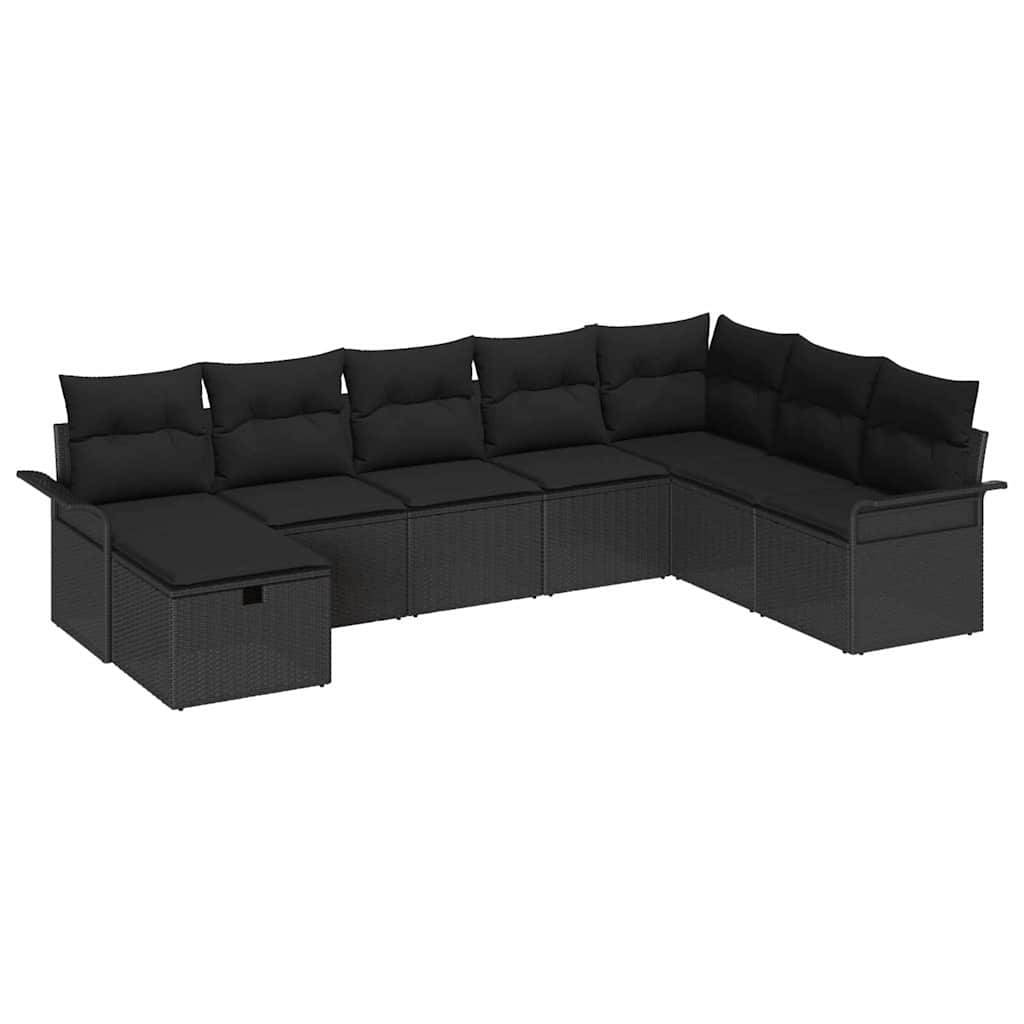 Conjunto de sofá de jardín Manual 8 pcs Negro ratán sintético