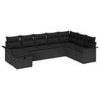 Conjunto de sofá de jardín Manual 8 pcs Negro ratán sintético
