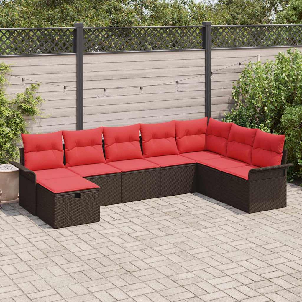 Conjunto de sofá de jardín 8 pcs Gris y marino ratán sintético