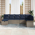 Conjunto de sofá de jardín 8 pcs Gris y marino ratán sintético