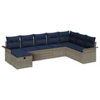 Conjunto de sofá de jardín 8 pcs Gris y marino ratán sintético
