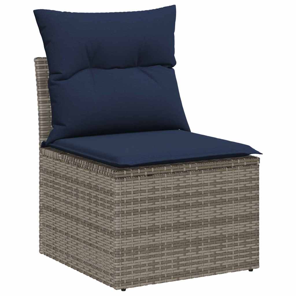 Conjunto de sofá de jardín 8 pcs Gris y marino ratán sintético