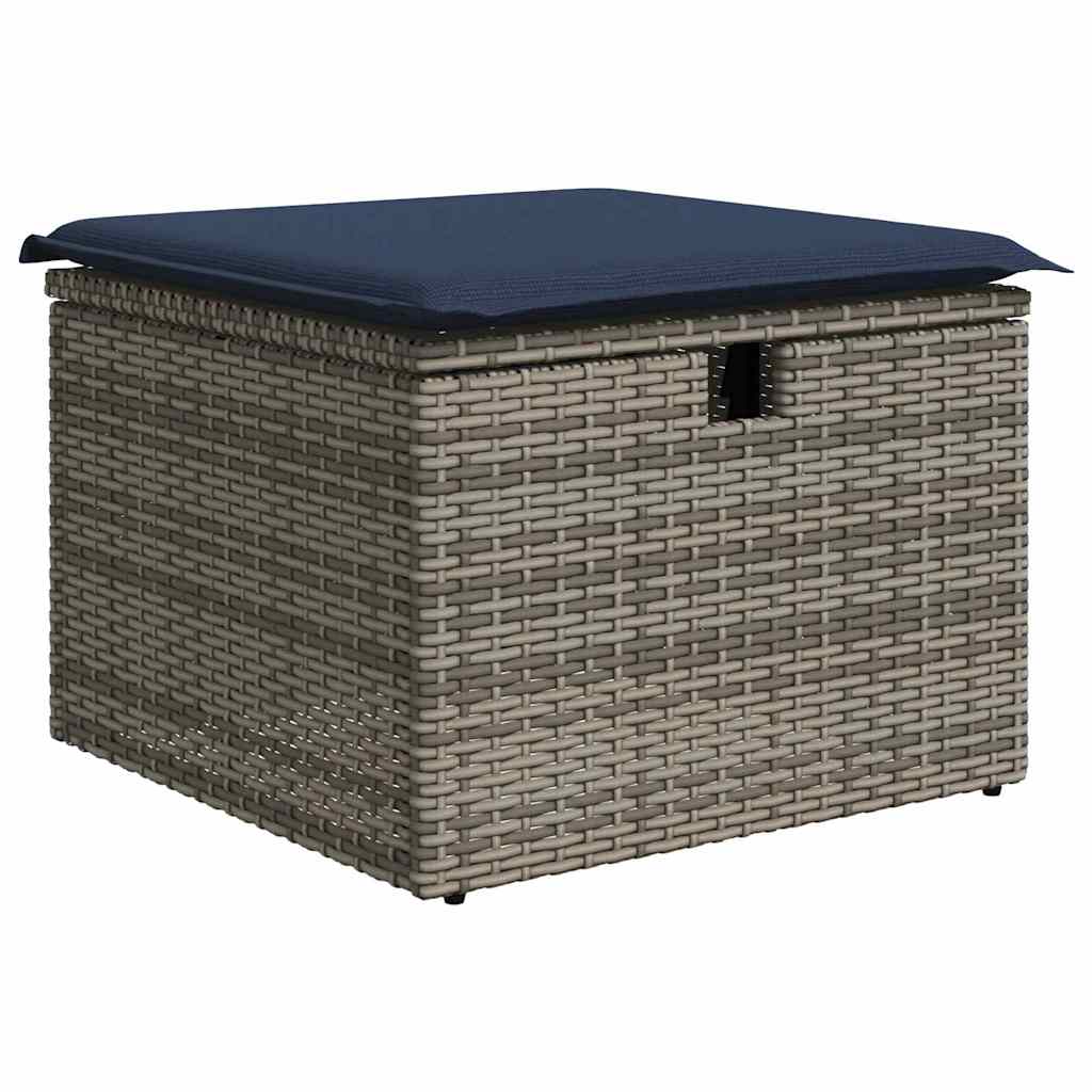Conjunto de sofá de jardín 8 pcs Gris y marino ratán sintético