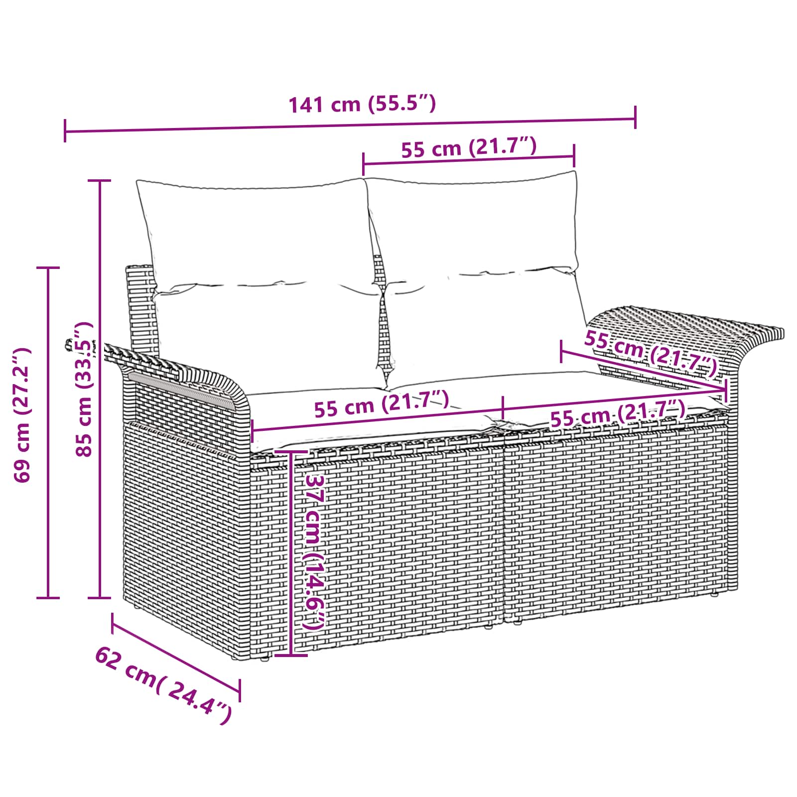 Conjunto de sofá de jardín 8 pcs Gris y marino ratán sintético