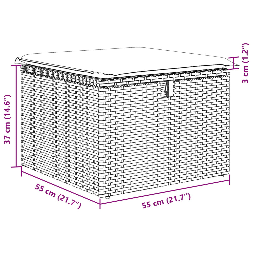 Conjunto de sofá de jardín 8 pcs Gris y marino ratán sintético