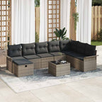 Conjunto de sofá de jardín con cojín 9 pcs Gris ratán sintético