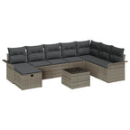 Conjunto de sofá de jardín con cojín 9 pcs Gris ratán sintético