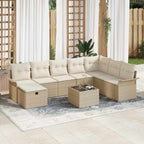 Conjunto de sofá de jardín 9 pcs Beige y Crema ratán sintético