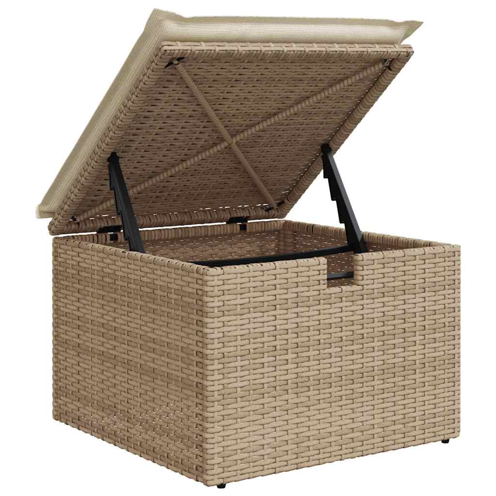Conjunto de sofá de jardín 9 pcs Beige y Crema ratán sintético