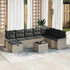 Conjunto de sofá de jardín 9 pcs Gris Claro ratán sintético
