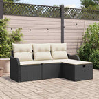 Conjunto de sofás de jardín 4 pcs Beige y Crema ratán sintético