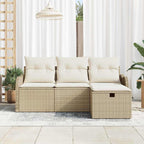 Conjunto de sofás de jardín 4 pcs Beige y Crema ratán sintético