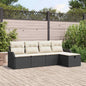 Conjunto de sofá de jardim Manual 5 pçs Preto e creme Poliratã