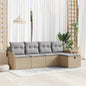 5-piece beige and light gray outdoor sofa set Poly Rattan