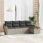 Conjunto de Sofás de Jardim com Almofadas 5 pcs Cinzento Claro Polirratan