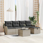 Conjunto de sofá de jardín 6 pcs Gris Claro ratán sintético