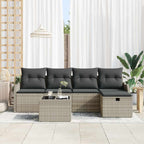 Conjunto de sofá de jardín 6 pcs Gris Claro ratán sintético