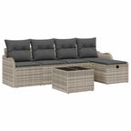 Conjunto de sofá de jardín 6 pcs Gris Claro ratán sintético