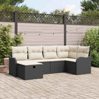 Conjunto de sofá de jardín Manual 6 pcs Negro y crema Poliratán