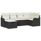 Conjunto de sofá de jardín Manual 6 pcs Negro y crema Poliratán