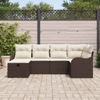 Conjunto de sofá de jardín 6 pcs Marrón y crema ratán sintético