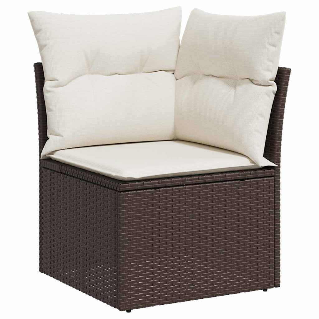 Conjunto de sofá de jardín 6 pcs Marrón y crema ratán sintético
