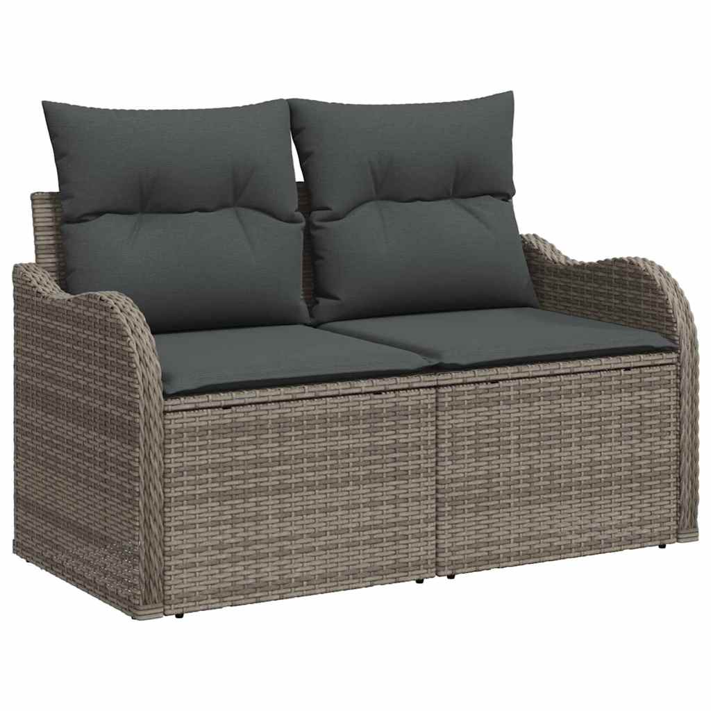 Conjunto de sofá de jardín con cojín 6 pcs Gris Poliratán