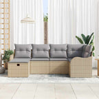 Conjunto de sofá de jardín 6 pcs beige y gris claro Poliratán