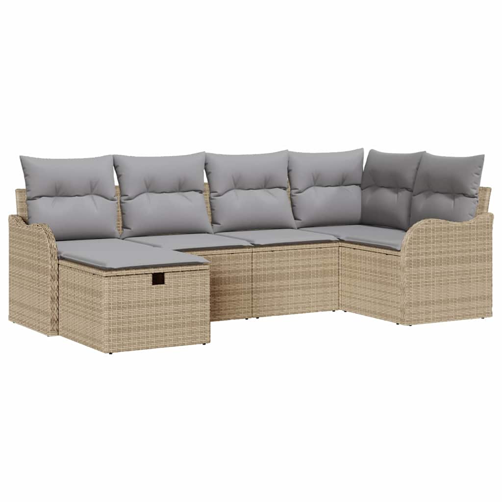 Conjunto de sofá de jardín 6 pcs beige y gris claro Poliratán