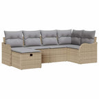 Conjunto de sofá de jardín 6 pcs beige y gris claro Poliratán