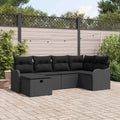 Conjunto de sofá de jardín con cojín 6 pcs Negro Poliratán