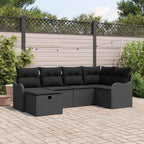 Conjunto de sofá de jardín con cojín 6 pcs Negro Poliratán