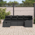 Conjunto de sofá de jardín con cojín 6 pcs Negro Poliratán