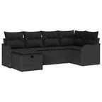 Conjunto de sofá de jardín con cojín 6 pcs Negro Poliratán