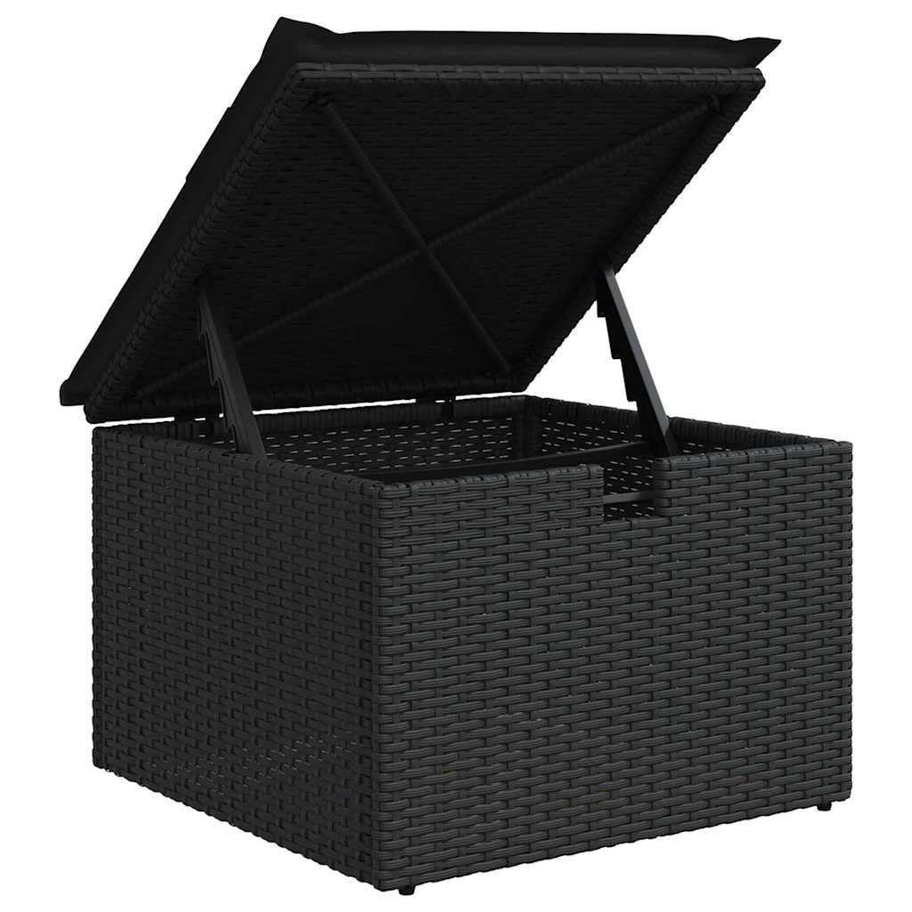 Conjunto de sofá de jardín con cojín 6 pcs Negro Poliratán