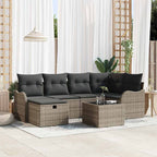 Conjunto de sofá de jardín con cojín 7 pcs Gris Poliratán