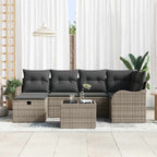 Conjunto de sofá de jardín con cojín 7 pcs Gris Poliratán