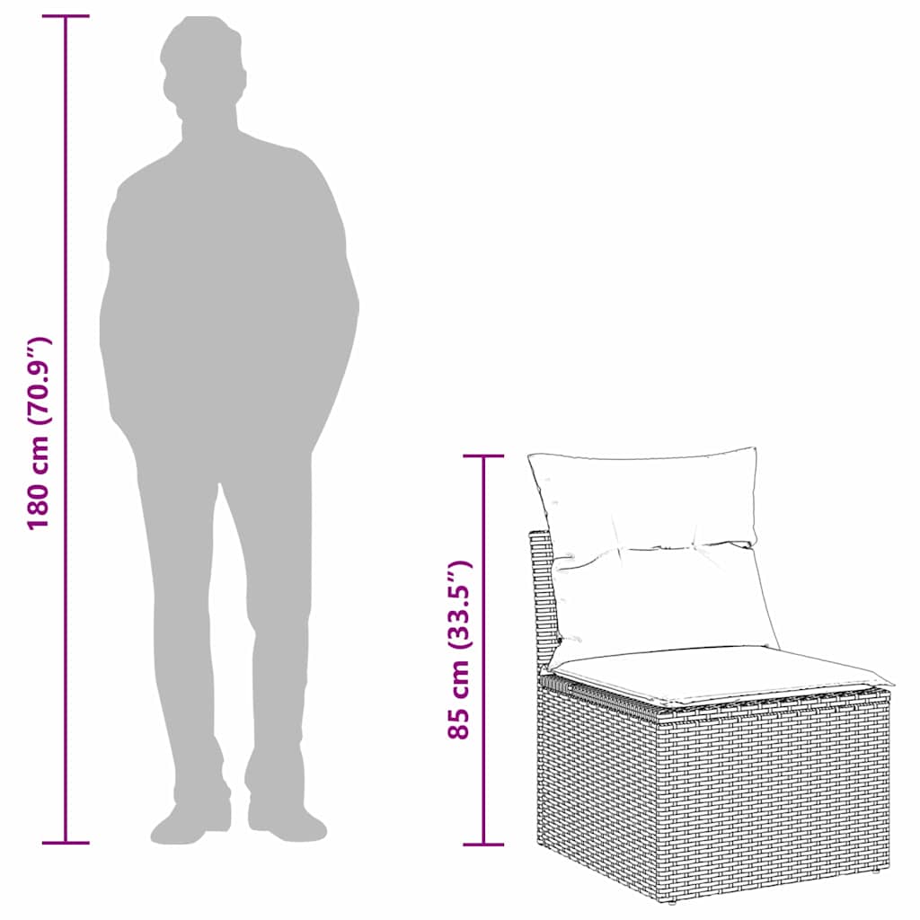 Conjunto de sofá de jardín con cojín 7 pcs Gris Poliratán