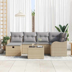 Conjunto de sofá de jardín 7 pcs beige y gris claro Poliratán