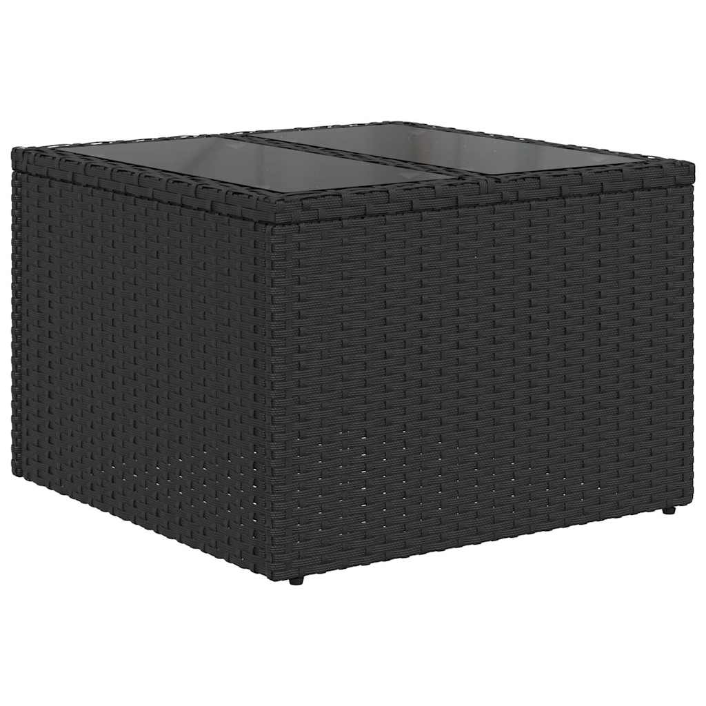 Conjunto de sofá de jardín con cojín 7 pcs Negro Poliratán
