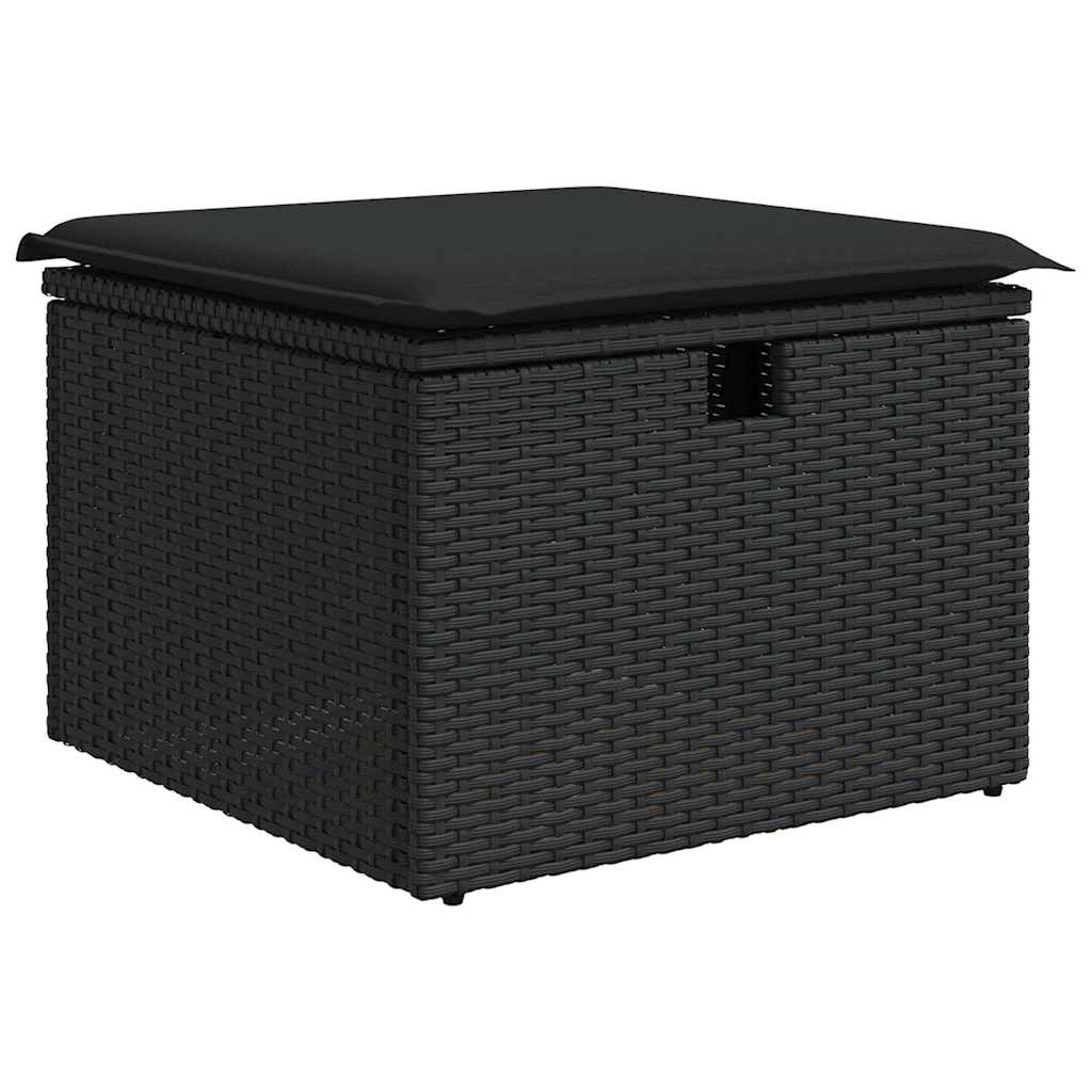 Conjunto de sofá de jardín con cojín 7 pcs Negro Poliratán