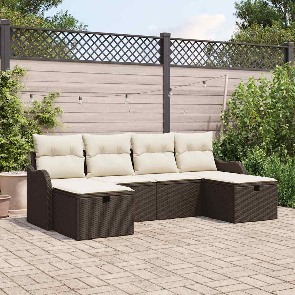 Conjunto de sofás de jardín 4 pcs Beige y ratán sintético