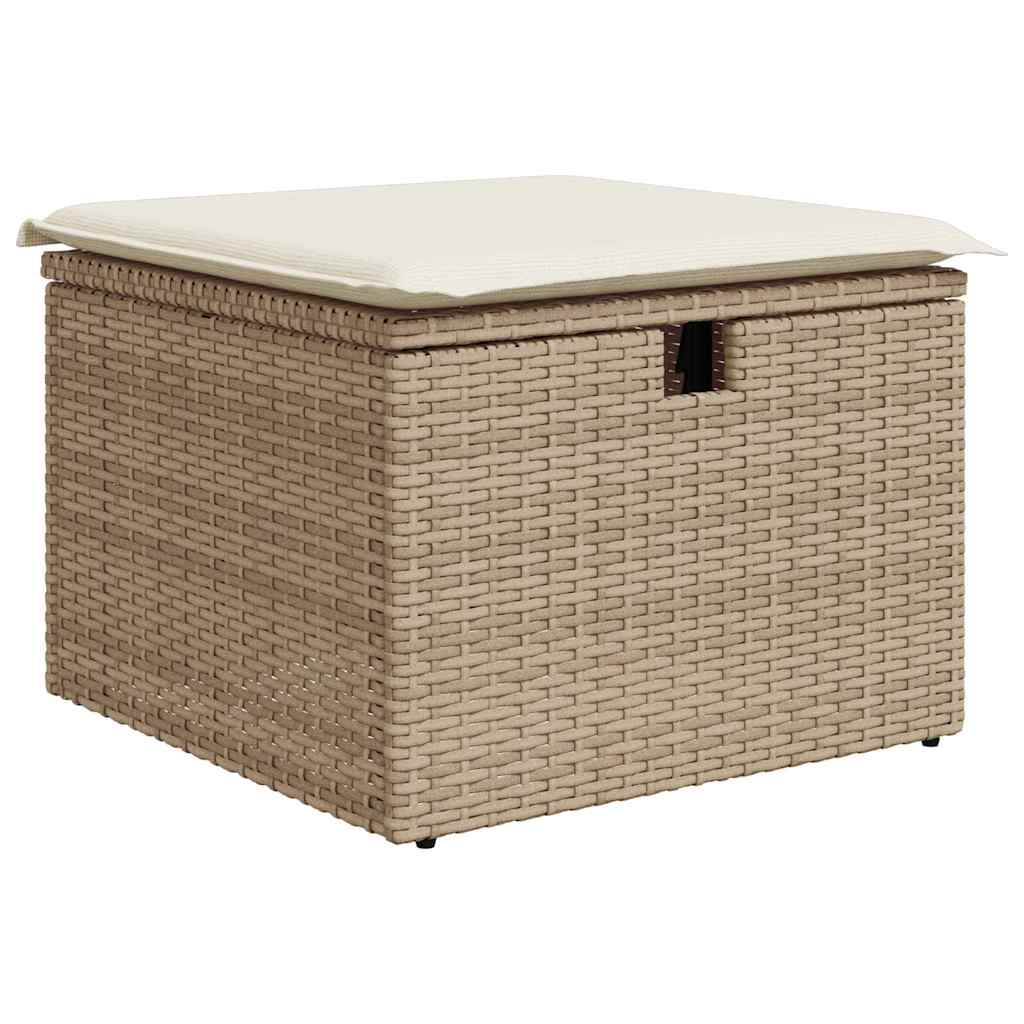 Juego de Sofá con cojín 4 pcs Beige y Crema ratán sintético