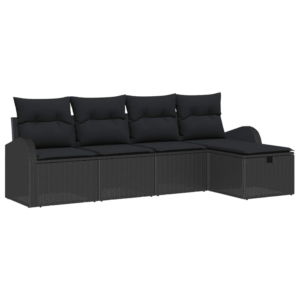 Juego de Sofá con cojín 5 pcs Negro y crema ratán sintético