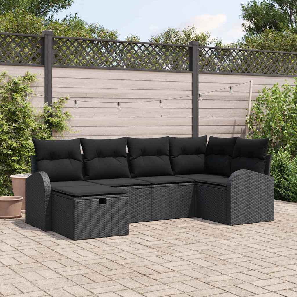 Conjunto de sofá de jardín 7 pcs Negro 234 x 124 x 85 cm