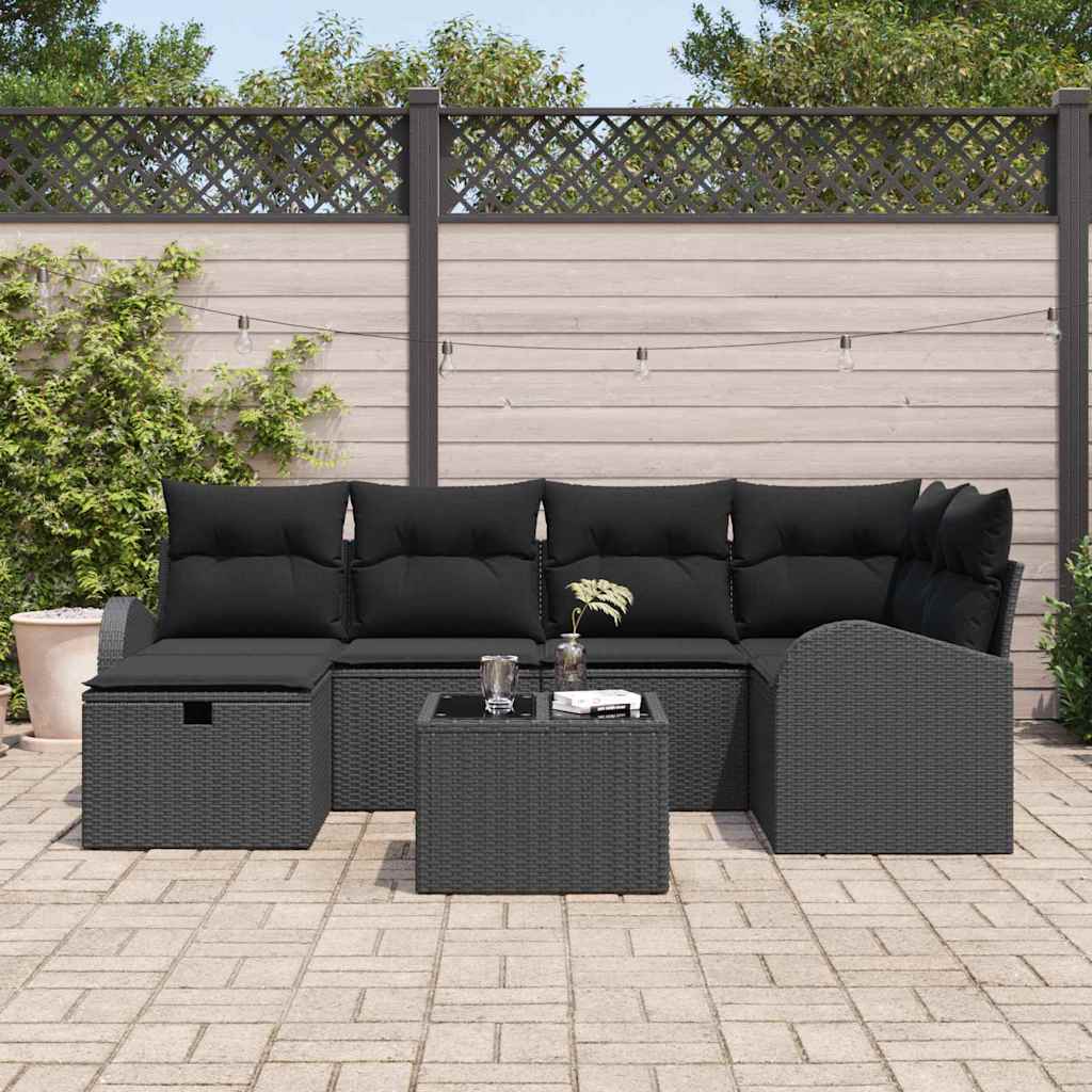 Conjunto de sofá de jardín 7 pcs Negro 234 x 124 x 85 cm